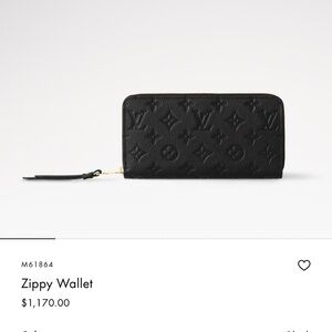 Louis Vuitton Black Embossed Zippy Wallet